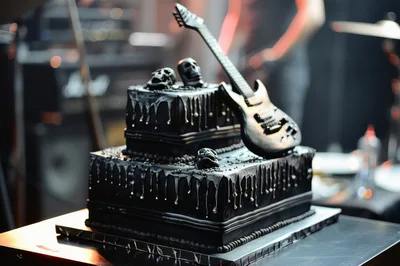 Black Rock Music Themed Two Tier Cake
