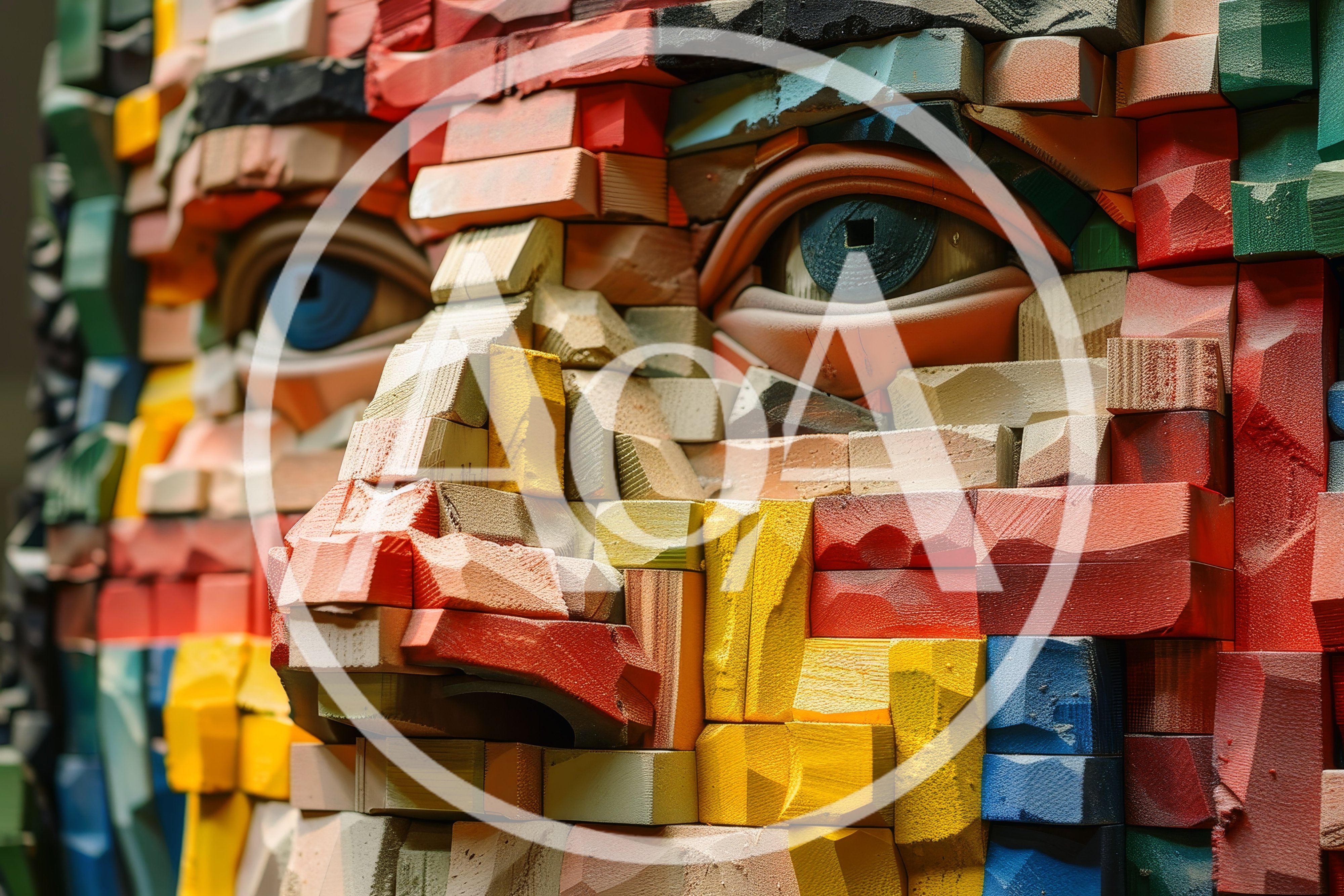 Abstract Mosaic Sculpture Of A Human Face