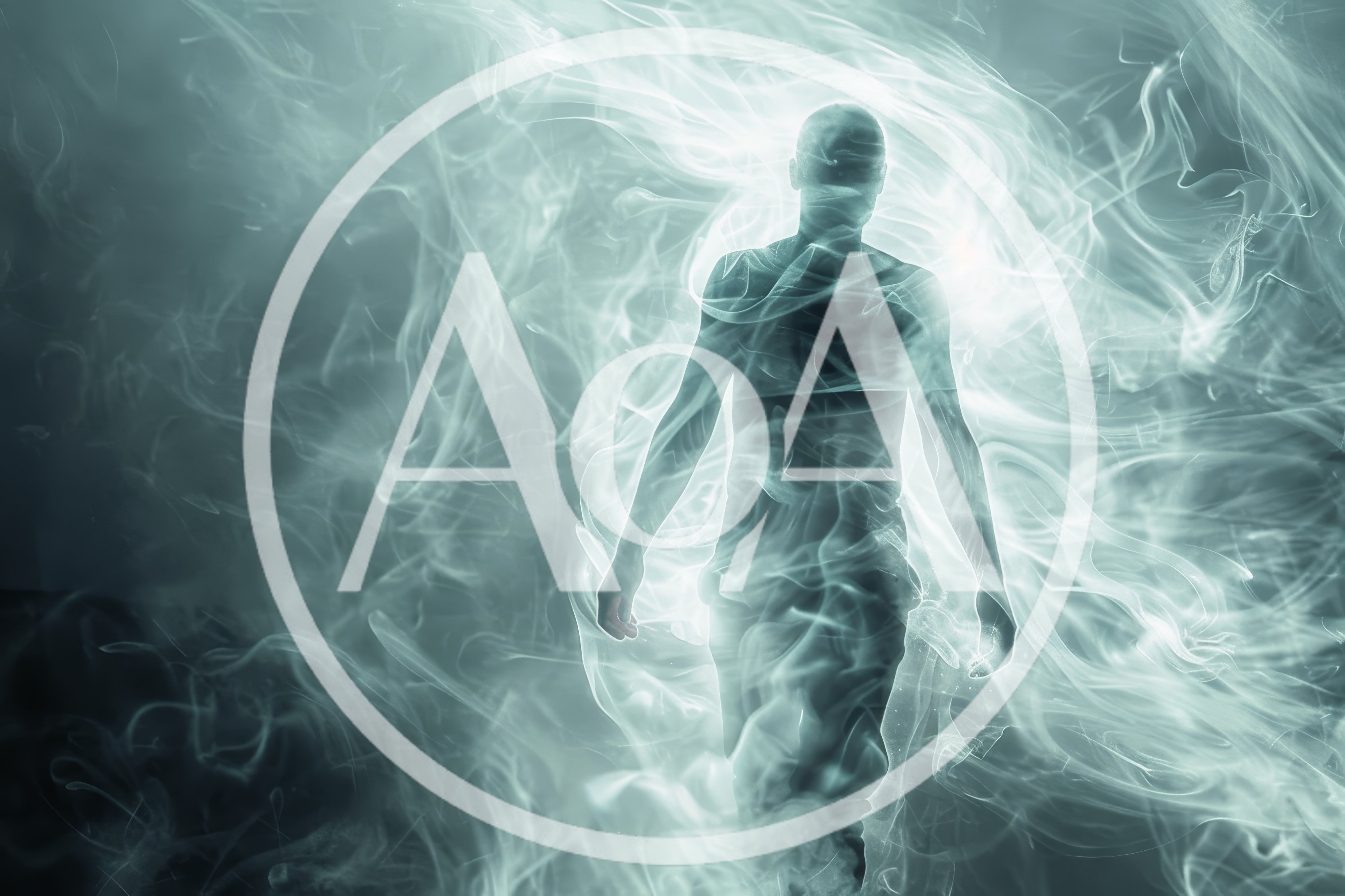 Ethereal Human Silhouette Emerging From Swirling White Smoke