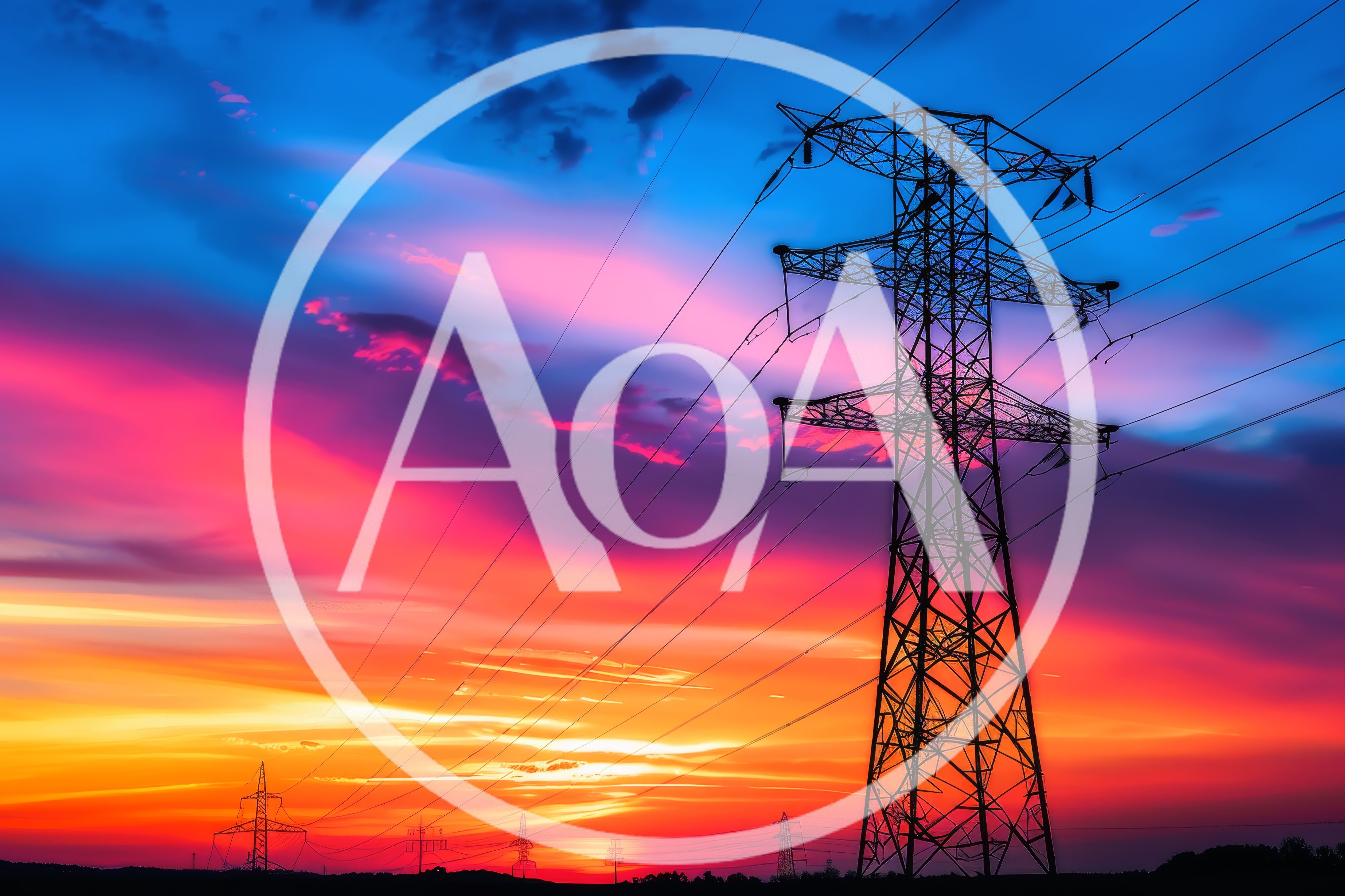 High Voltage Electricity Transmission Tower at Sunset
