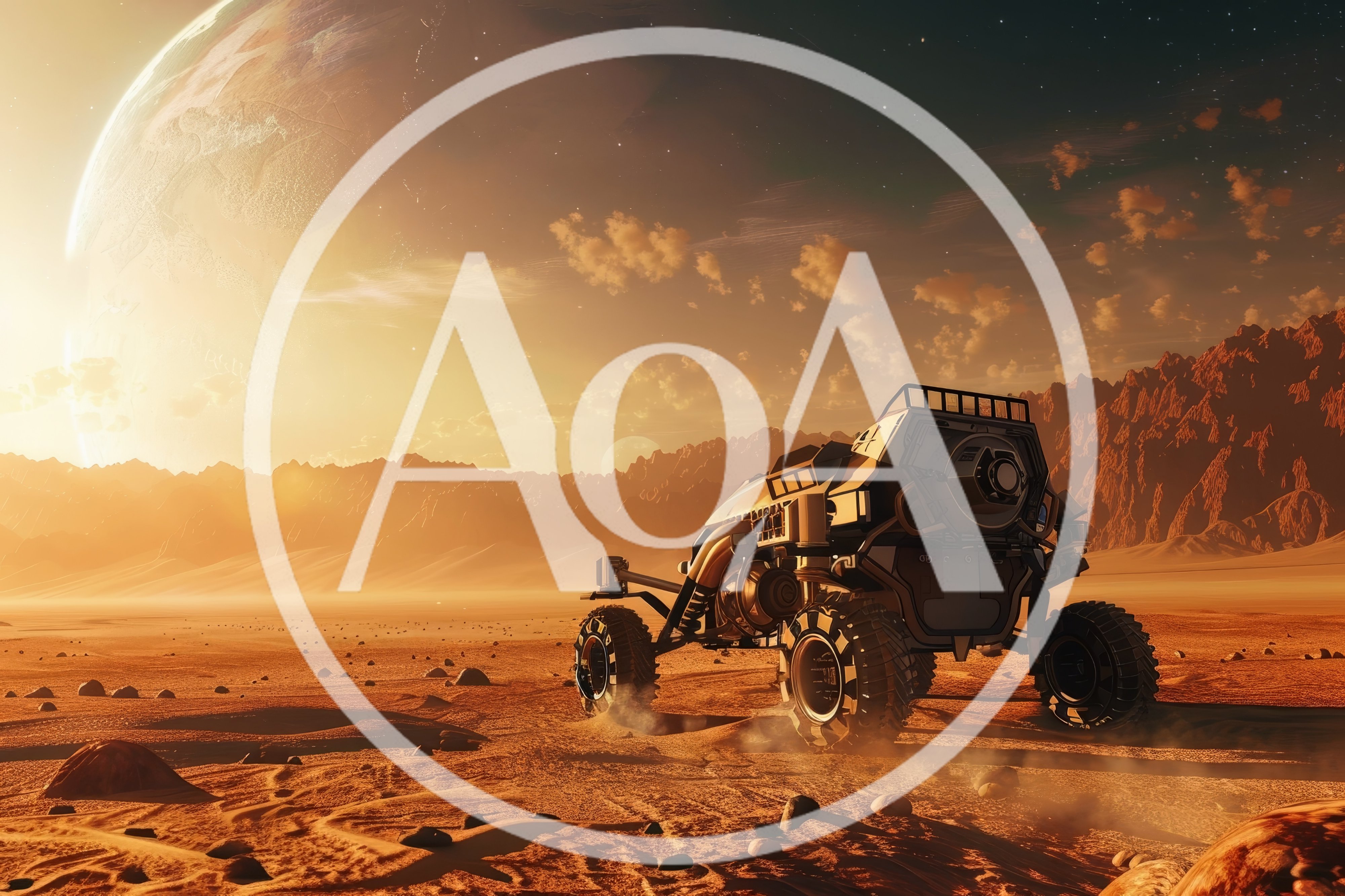 Futuristic Rover Exploring A Barren Alien Planet Surface