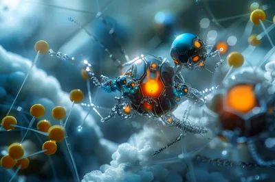 Microscopic Nanobots Interacting With Biological Cellular Structures