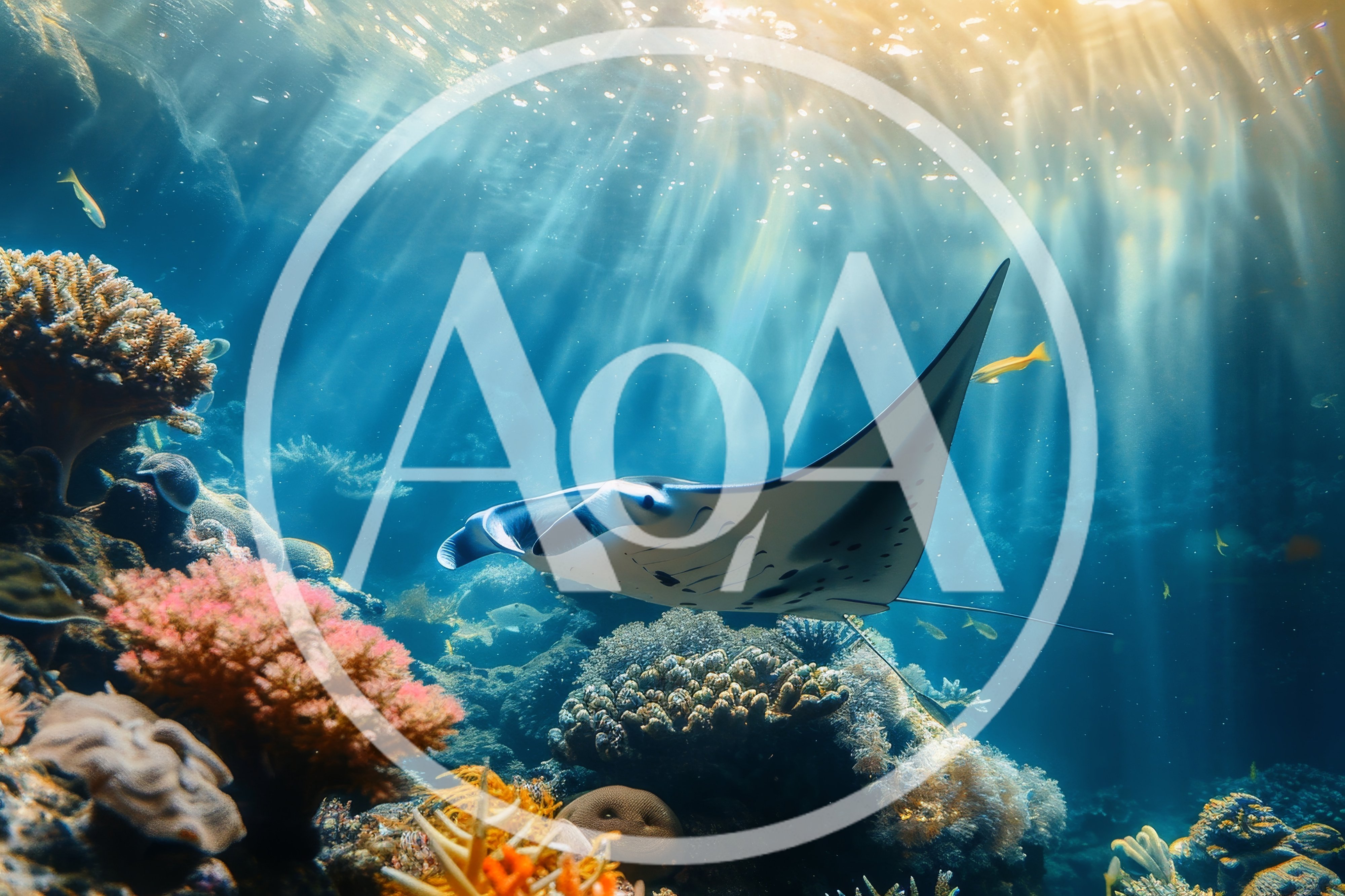 Manta Ray Swimming Over Vibrant Coral Reef