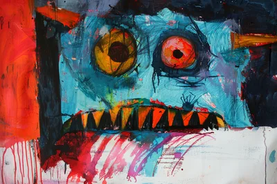 Abstract Expressionist Painting With Distorted Monster Face