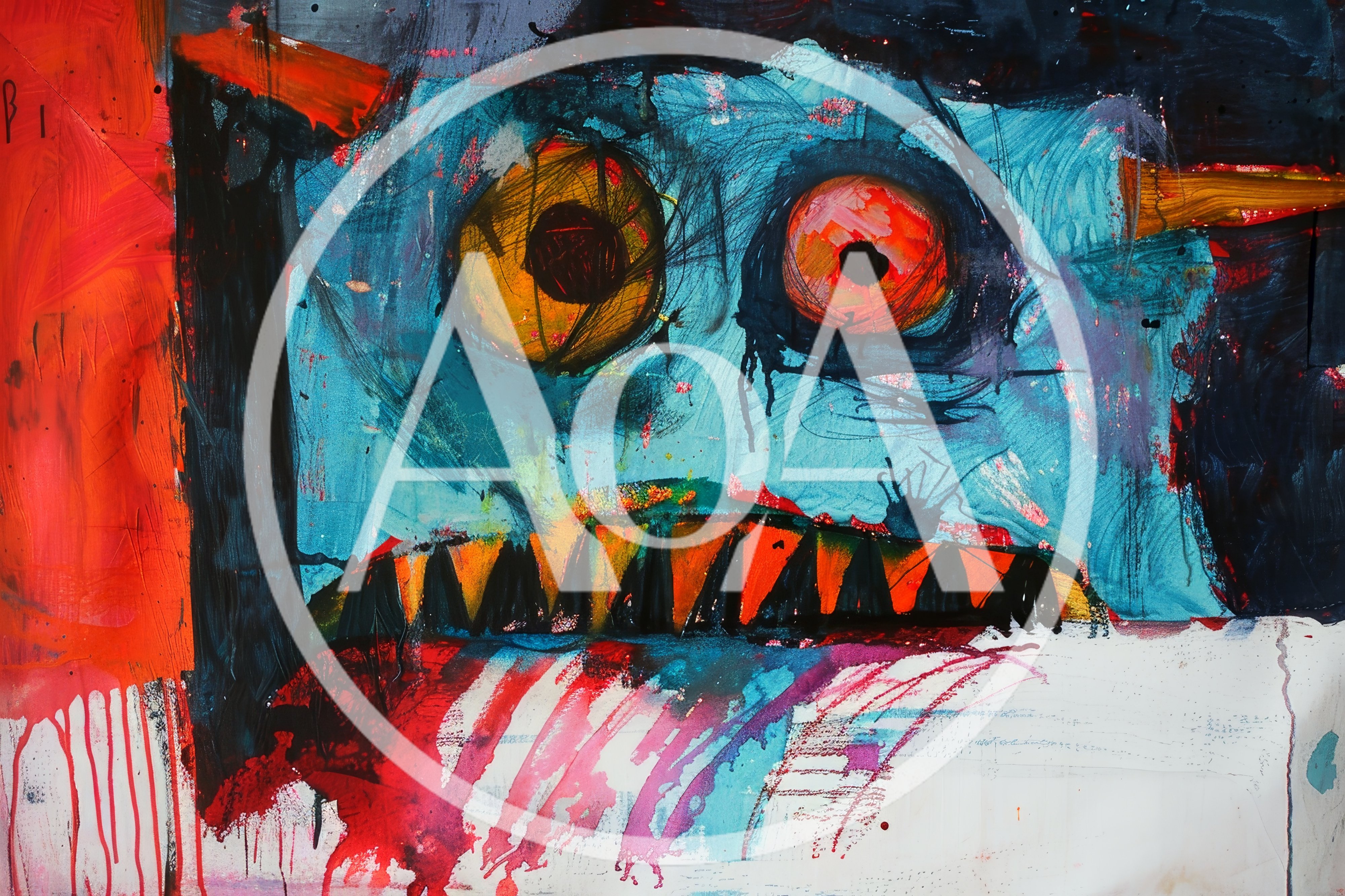 Abstract Expressionist Painting With Distorted Monster Face