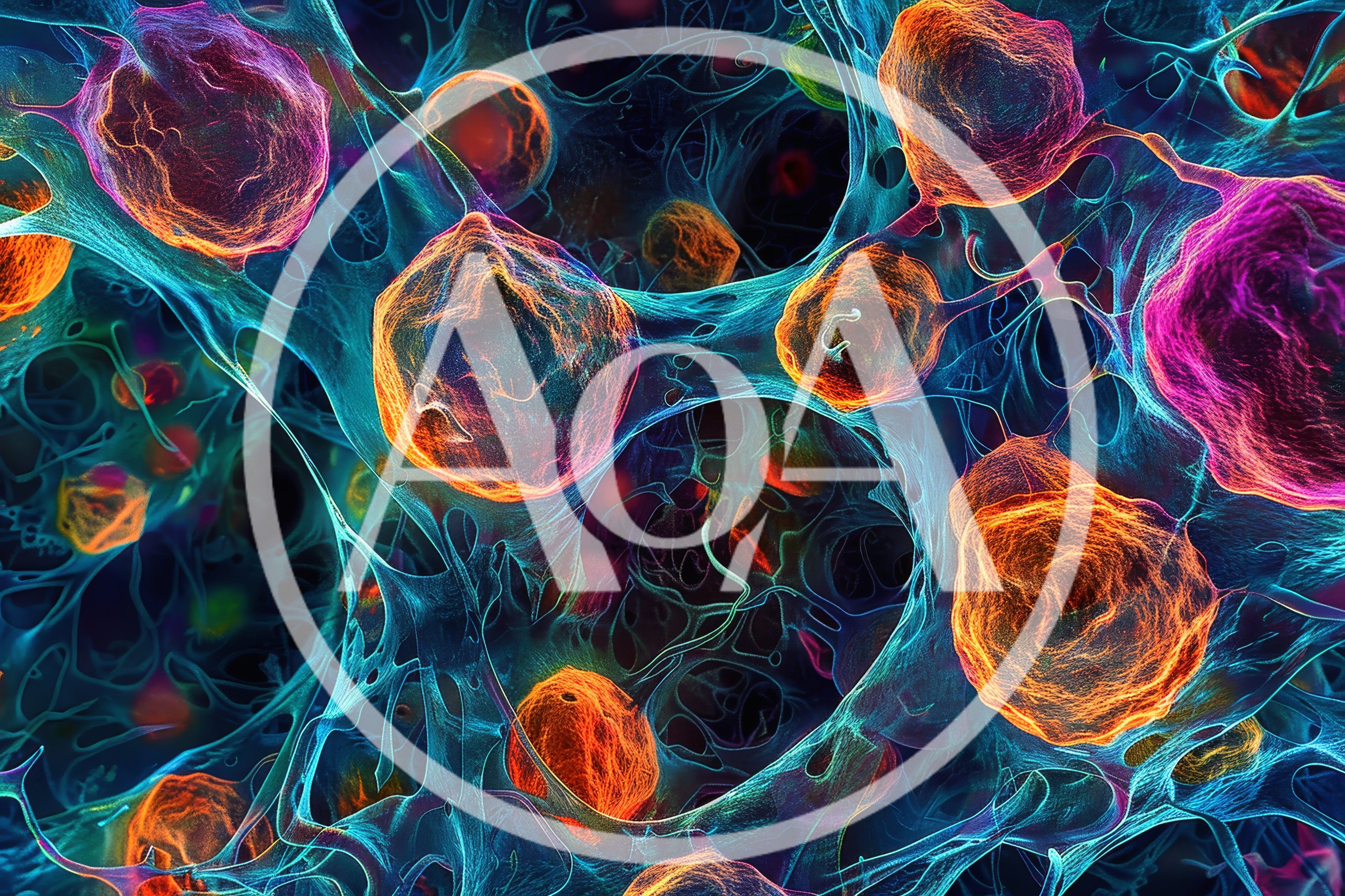 Microscopic View Of Cancer Cells In A Biological Network