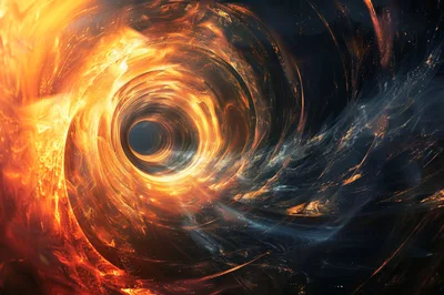 Abstract Cosmic Wormhole With Swirling Fire And Energy