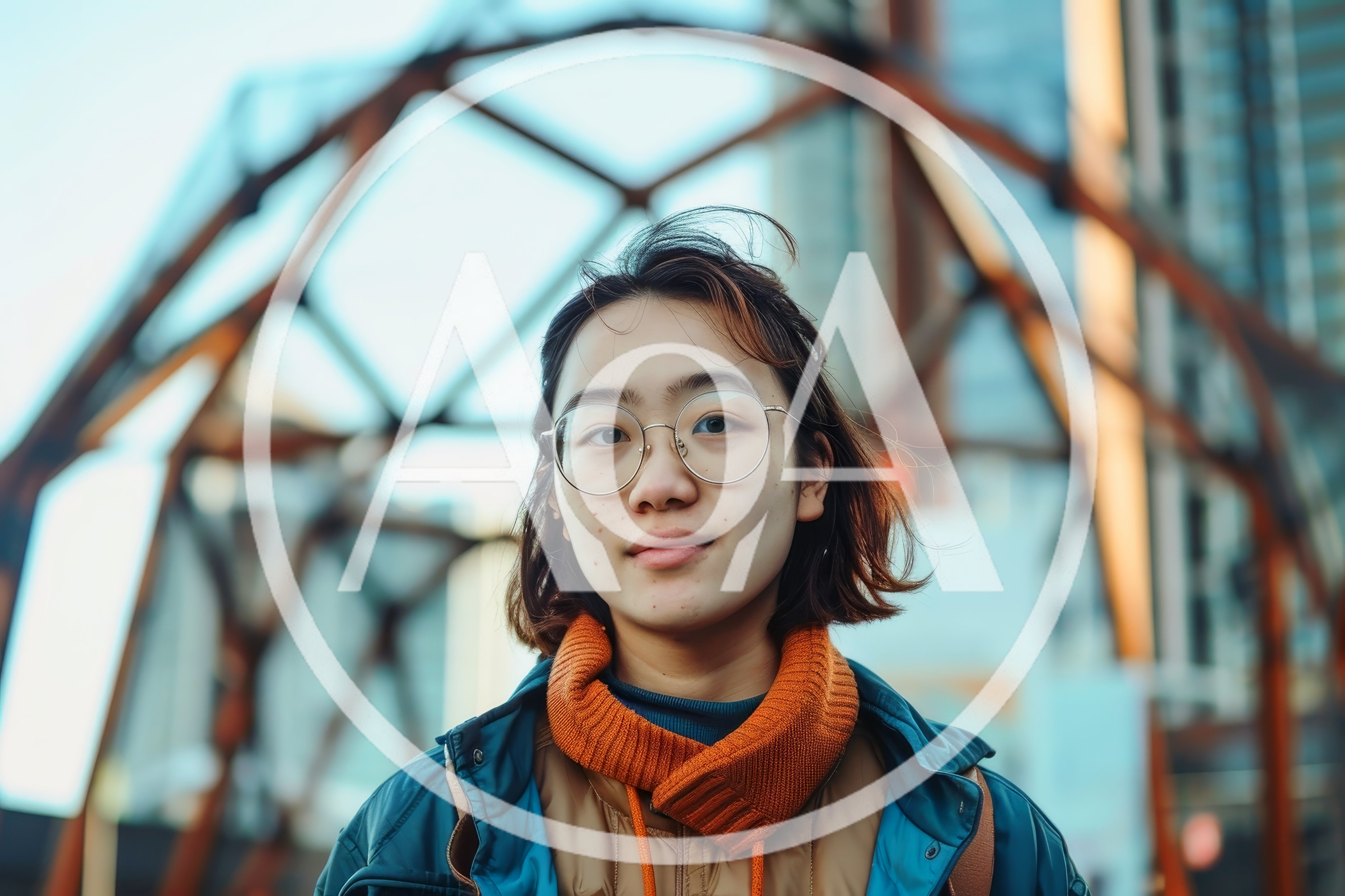 Young Asian Woman Wearing Glasses Outdoors