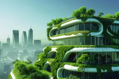 Futuristic Eco-Friendly Skyscraper With Vertical Gardens