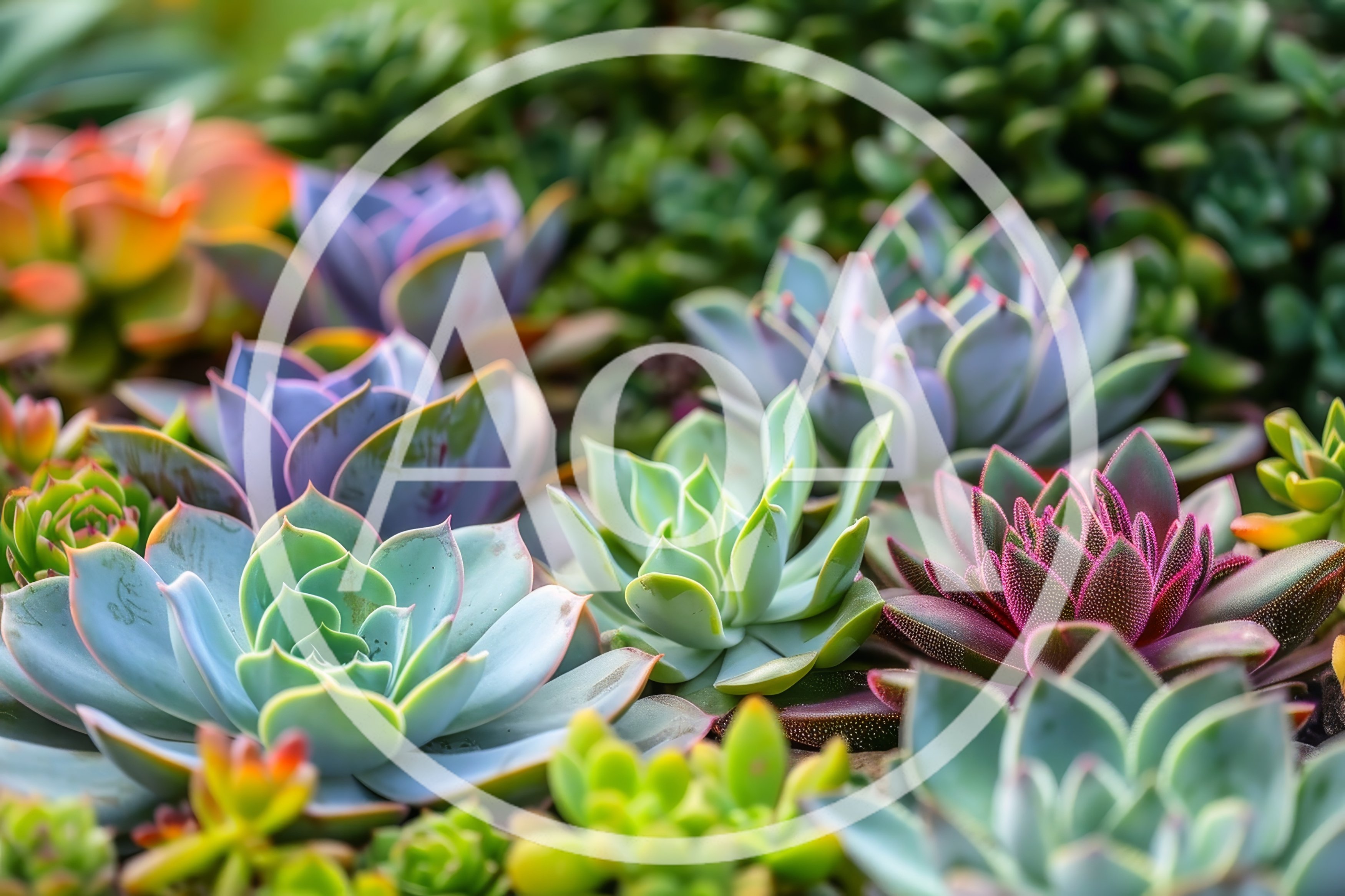 Close Up Of Diverse Succulent Plant Arrangement
