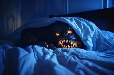 Scary Monster Hiding Under Bed Sheets