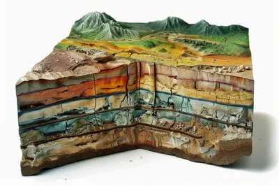Geological Cross Section Model Of Earth Strata