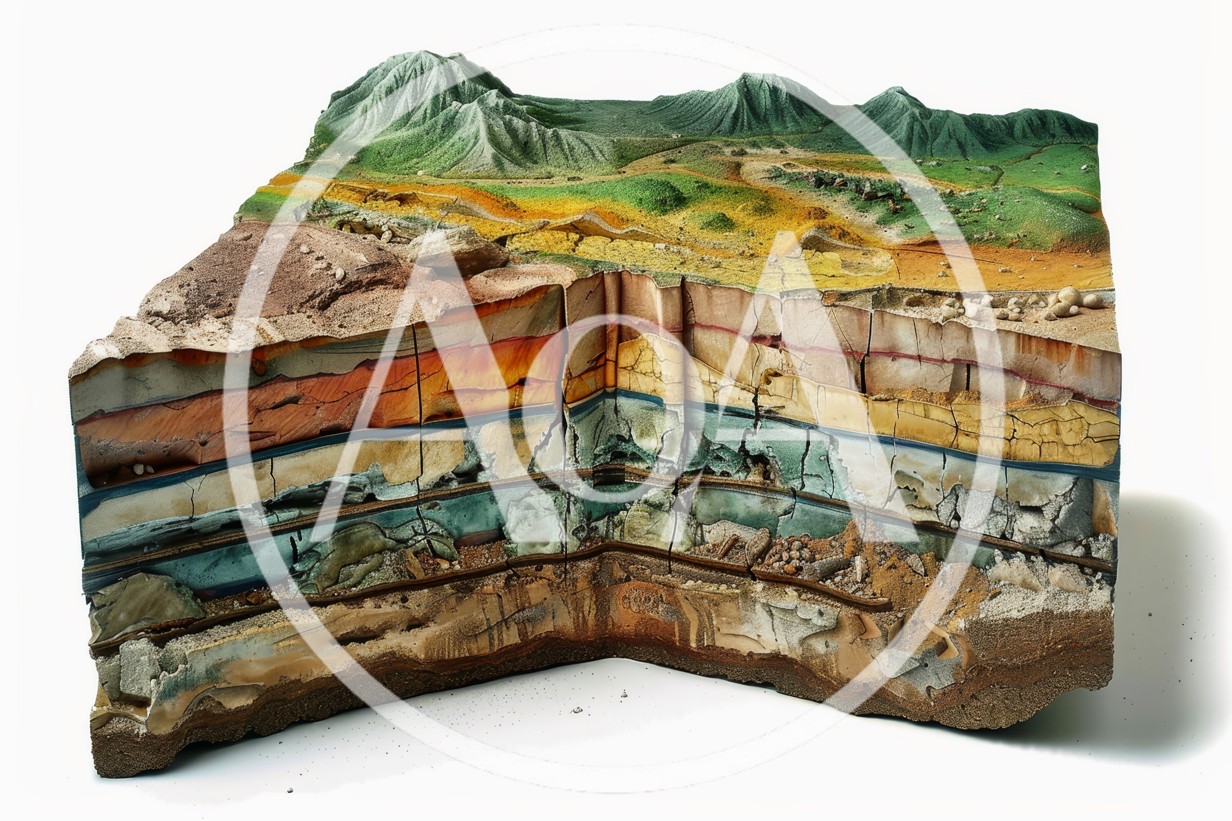 Geological Cross Section Model Of Earth Strata