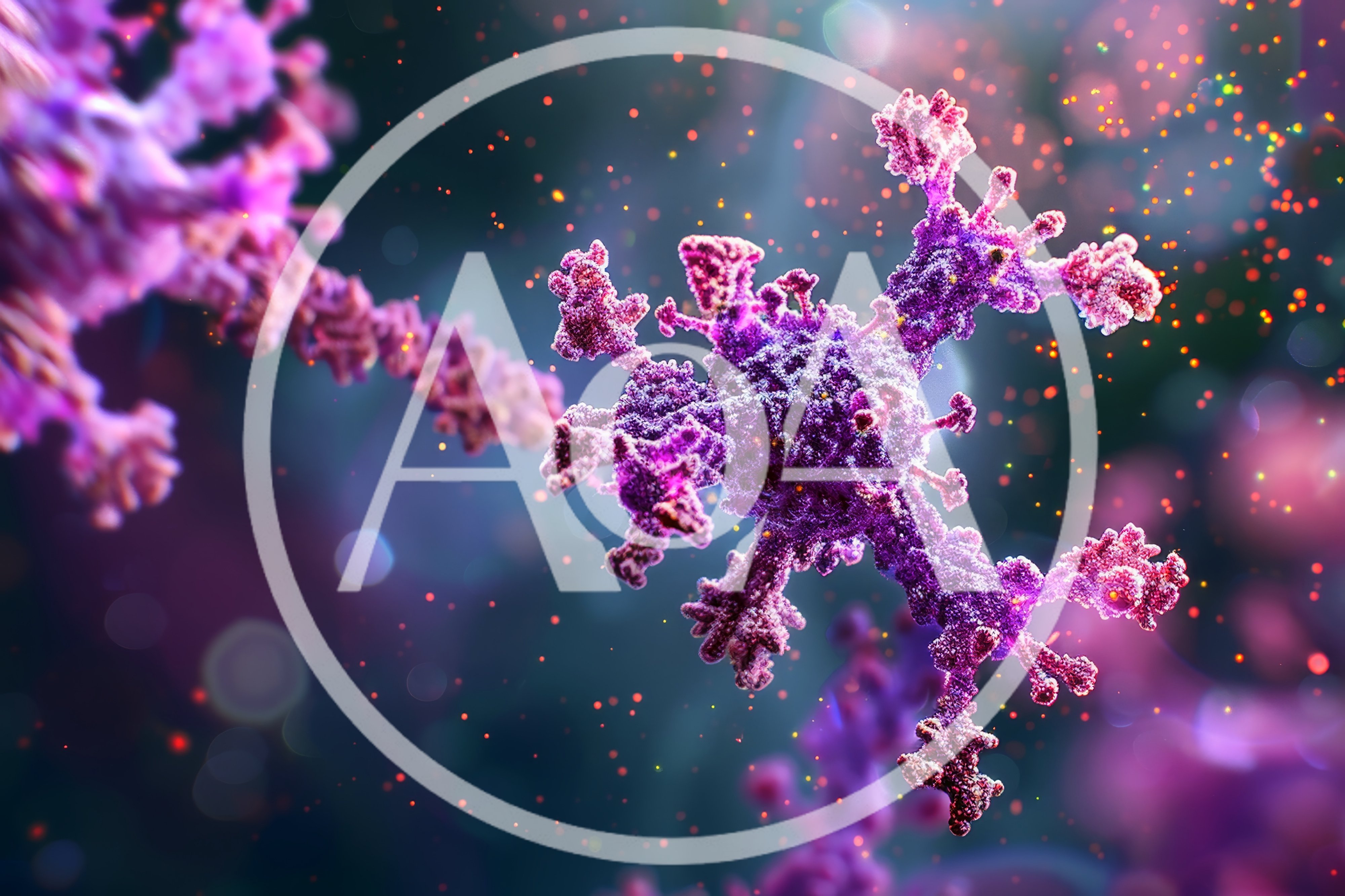Microscopic View Of Purple Coronavirus Particles