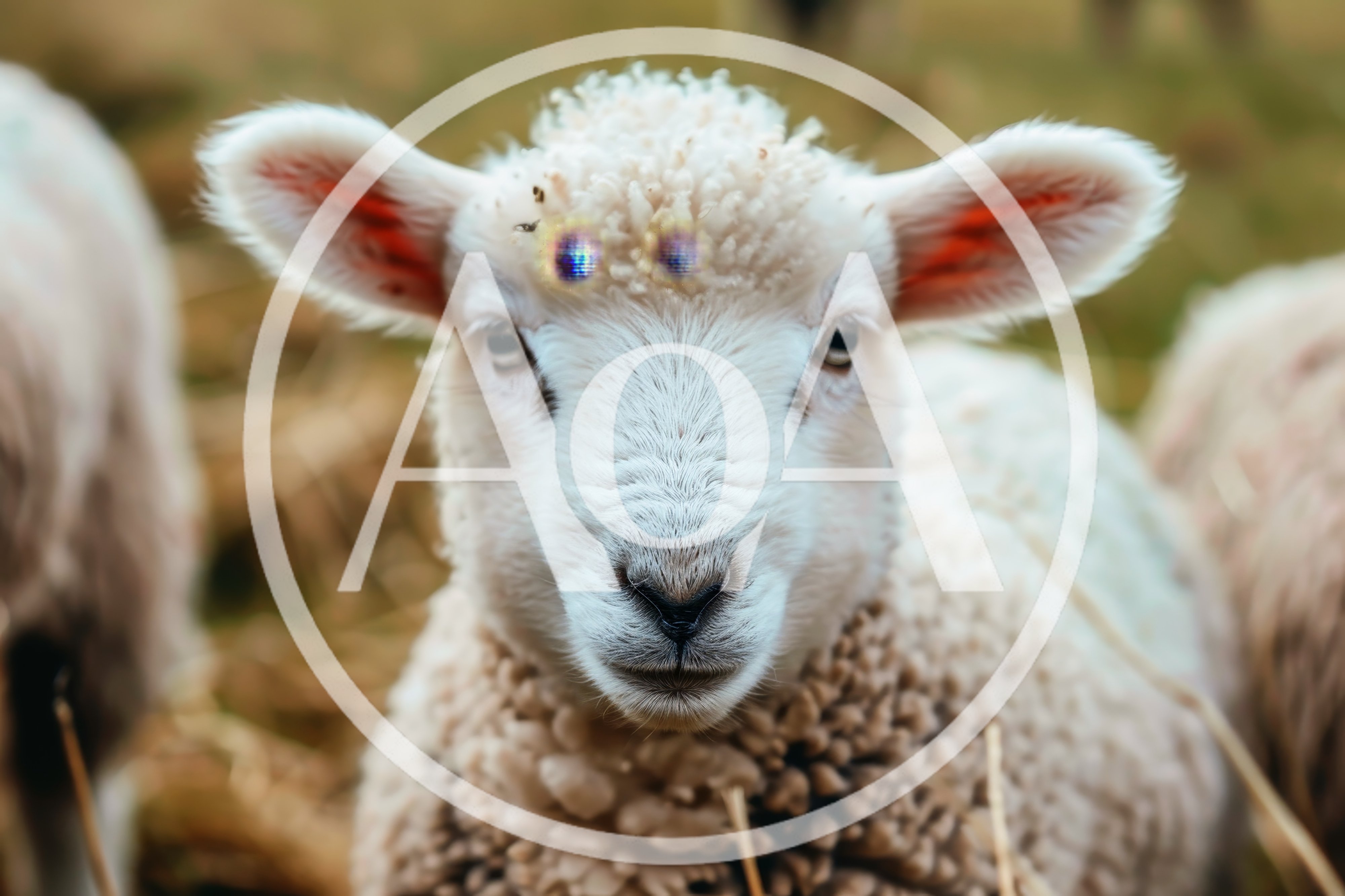 Close Up Portrait Of A Cute White Lamb