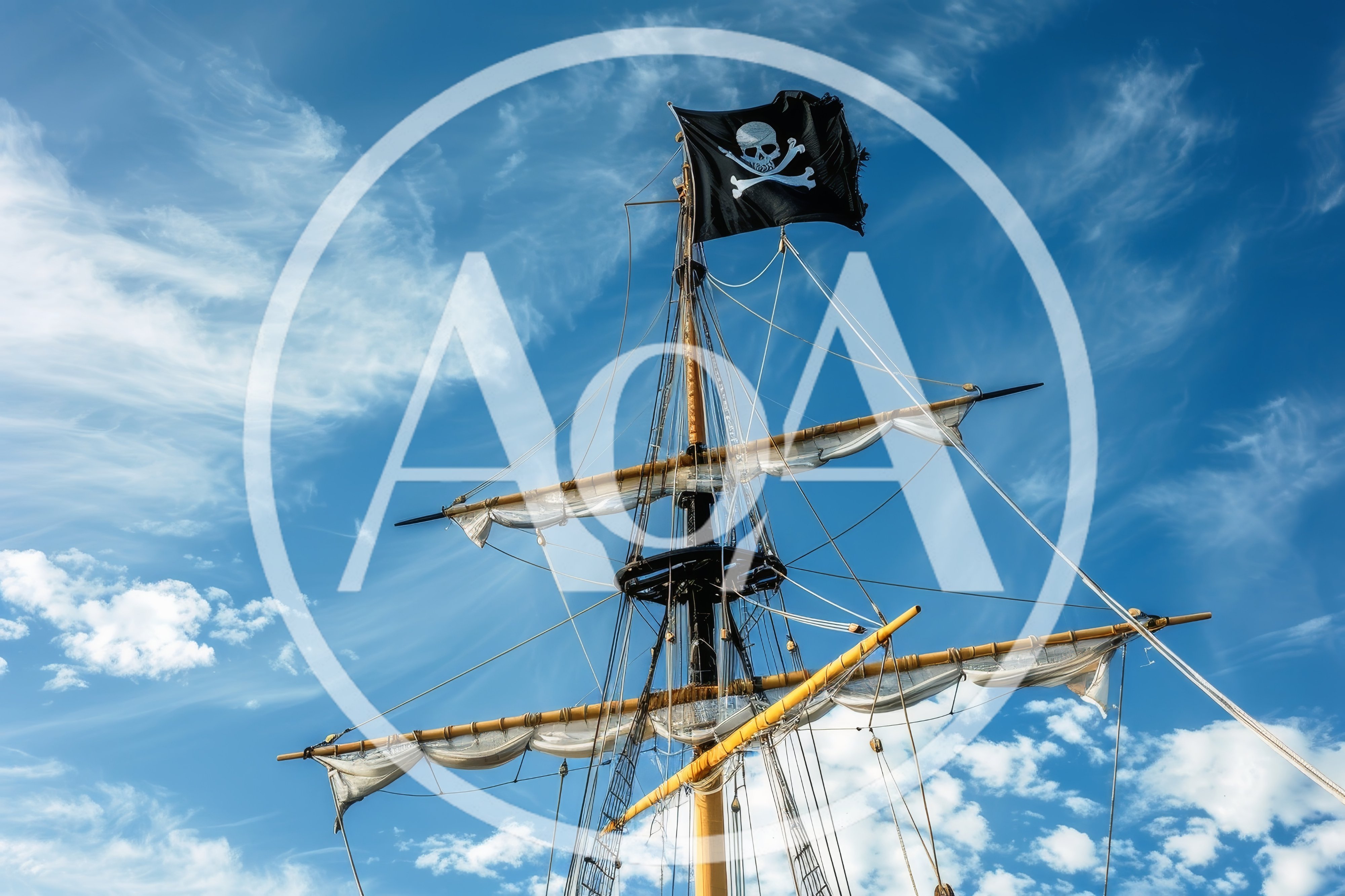 Pirate Ship Mast With Jolly Roger Flag