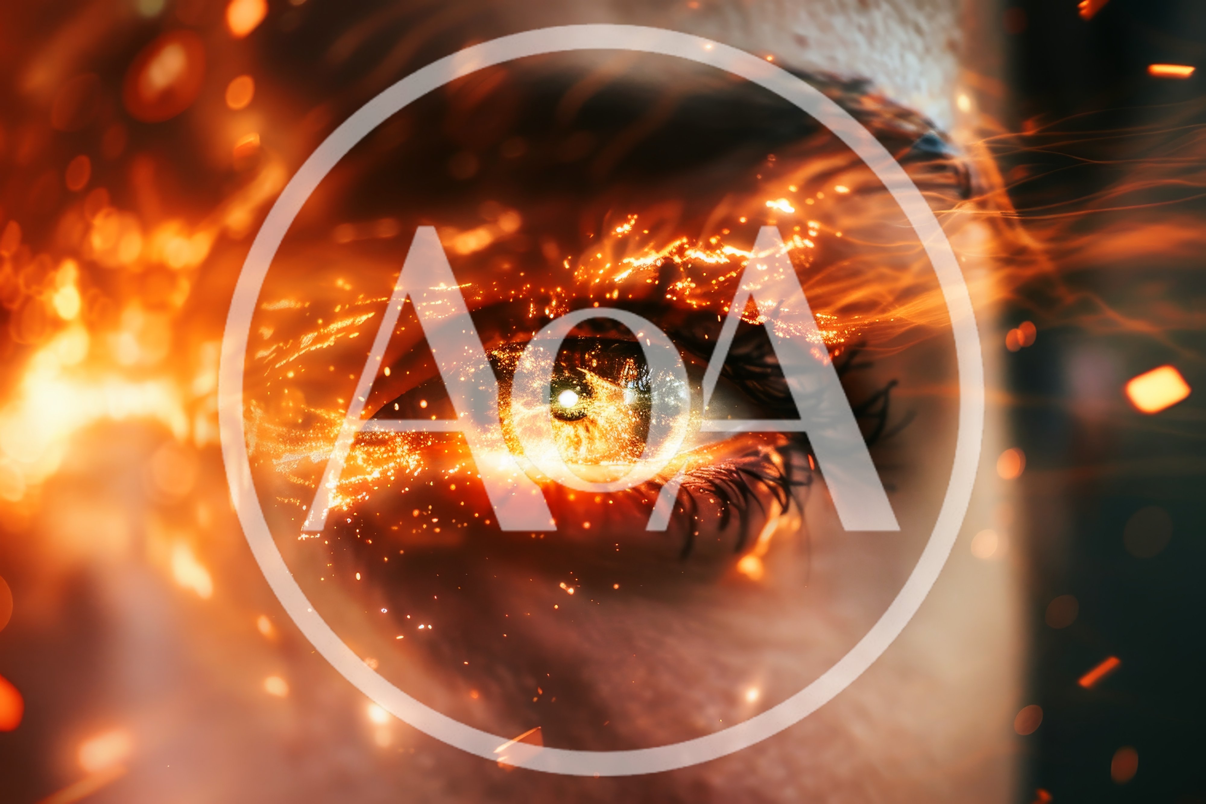 Close Up Of Human Eye With Fiery Sparks