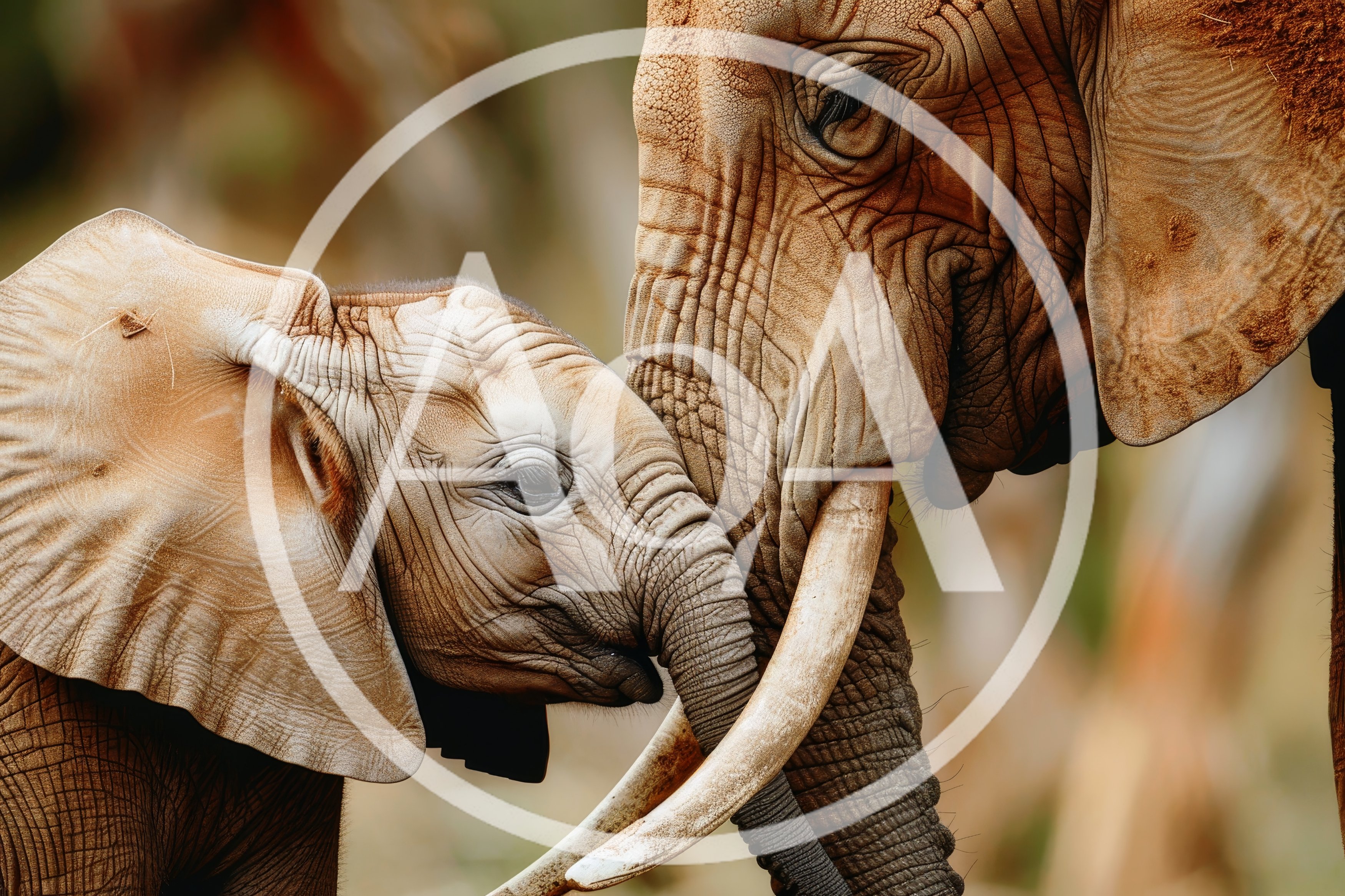 Close Up Of An Elephant Calf And Mother