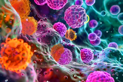 Microscopic View Of Cancer Cells Dividing