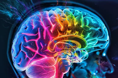 Digital Illustration Of A Human Brain With Neural Activity