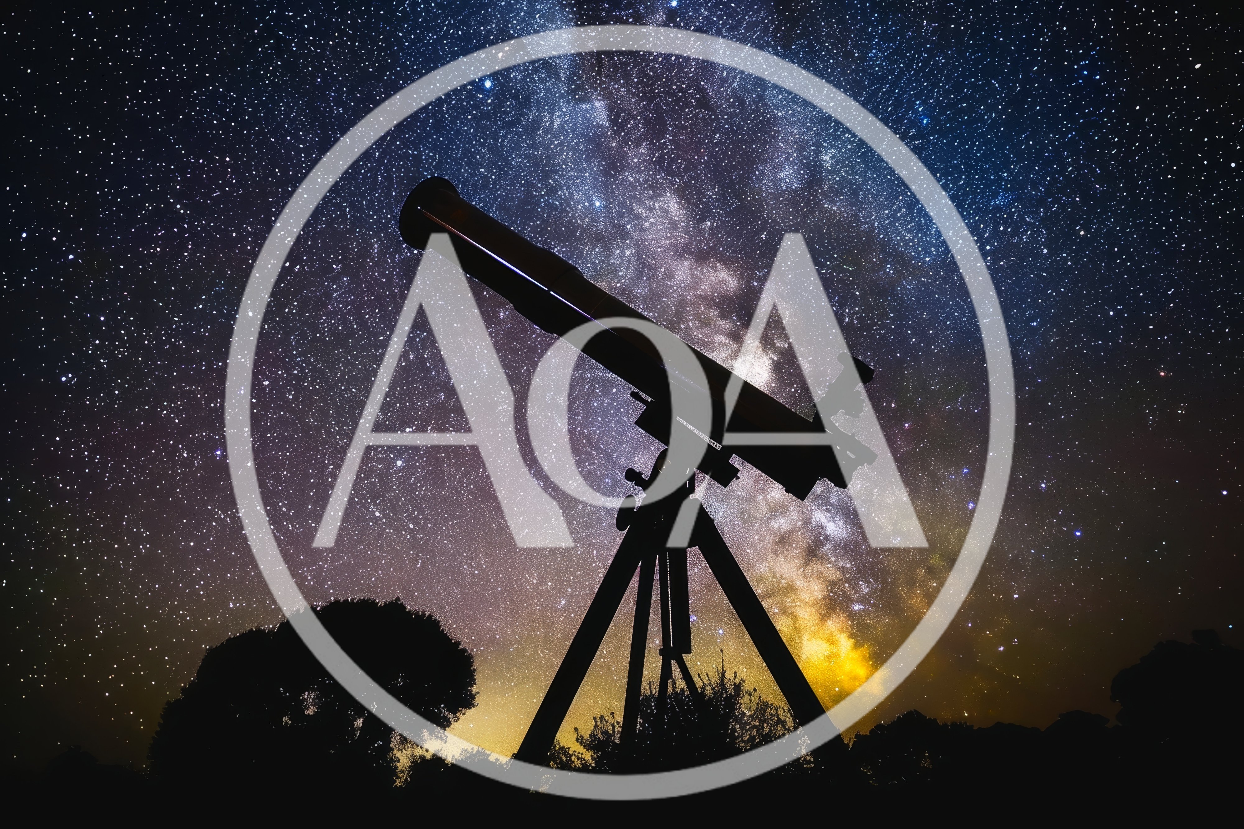 Telescope Silhouetted Against The Milky Way Galaxy