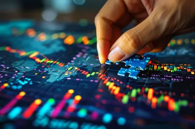 Hand Placing Puzzle Piece On Financial Stock Market Chart