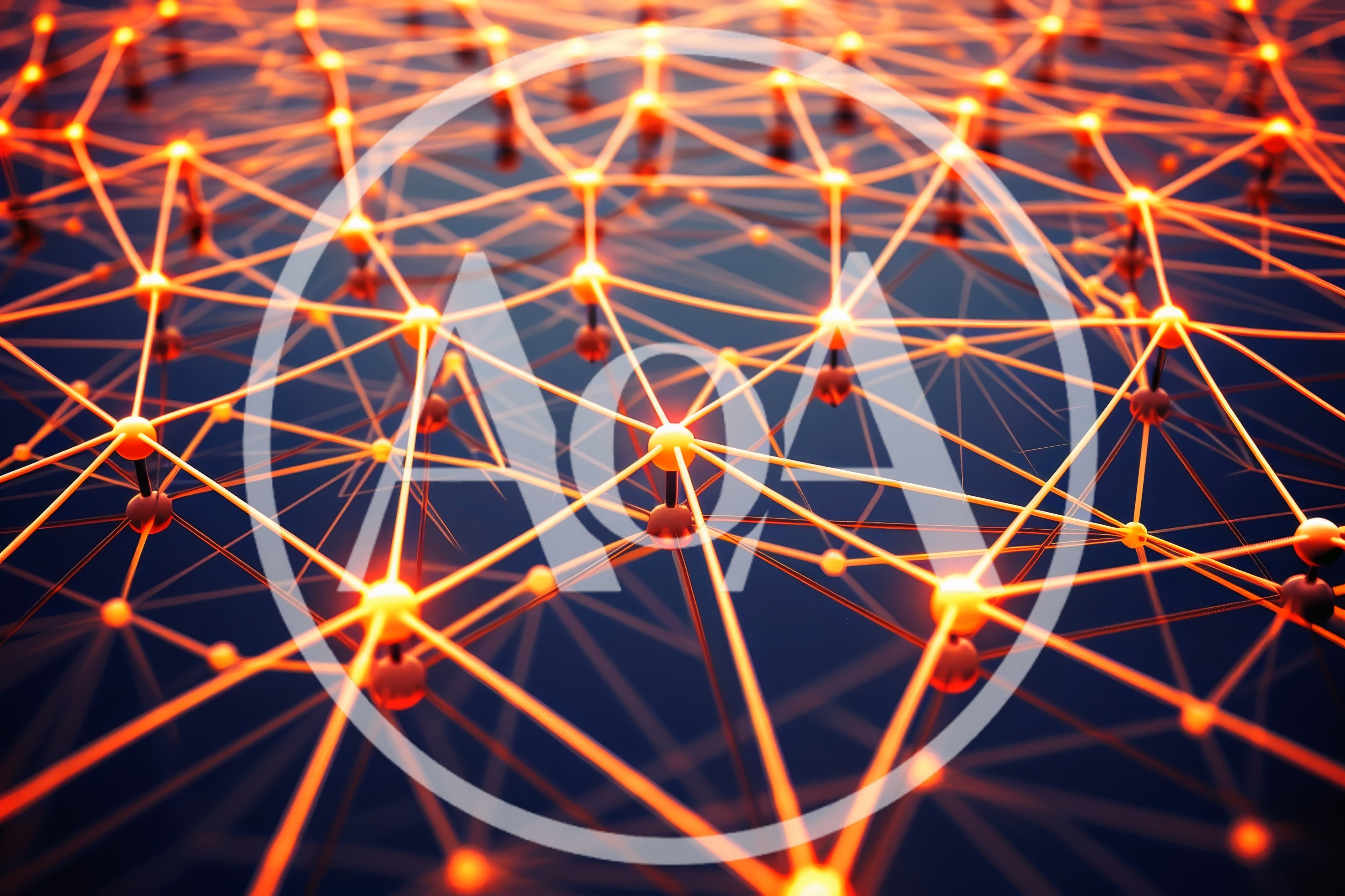 Abstract Glowing Neural Network Connection Nodes