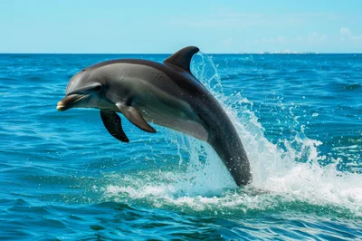 Bottlenose Dolphin Leaping Out Of The Ocean