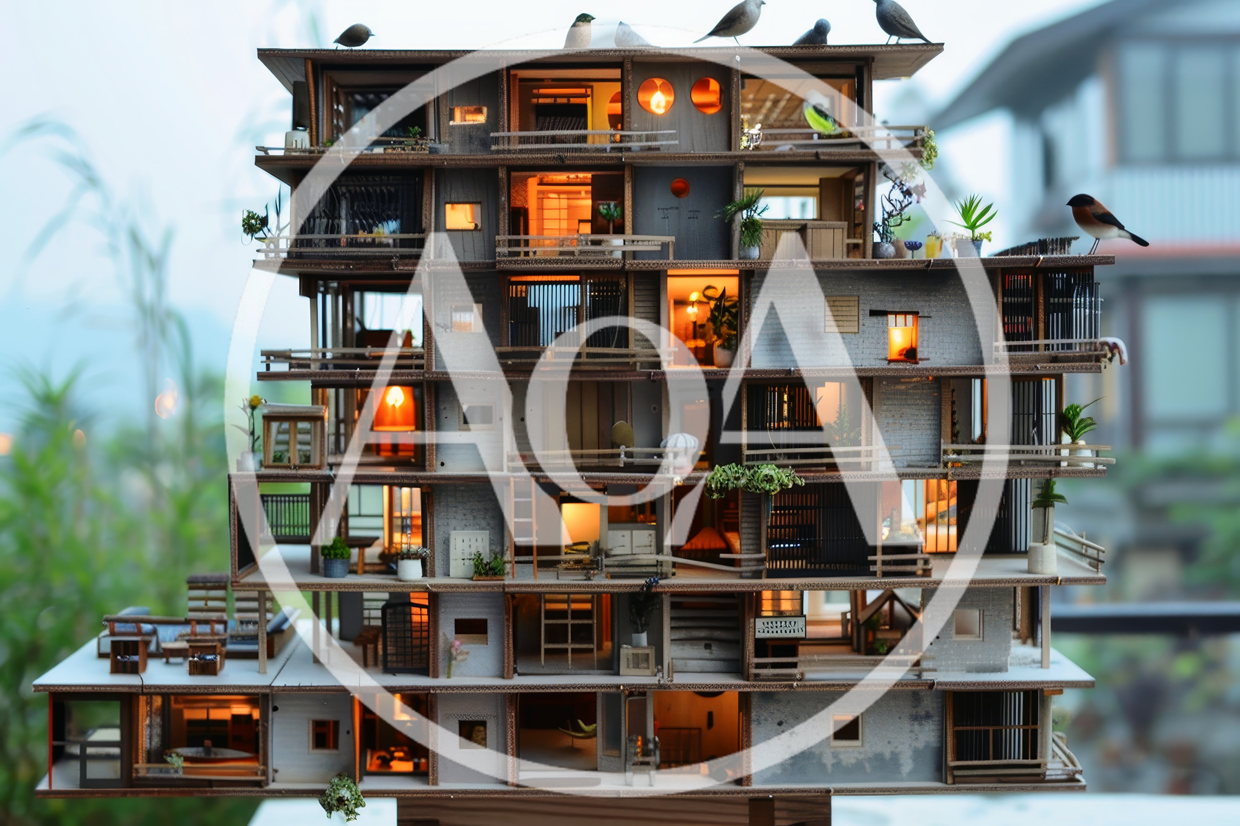 Miniature Multi-Story Apartment Building Model