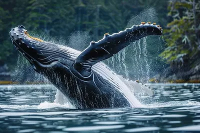 Humpback Whale Breaching Out Of The Water