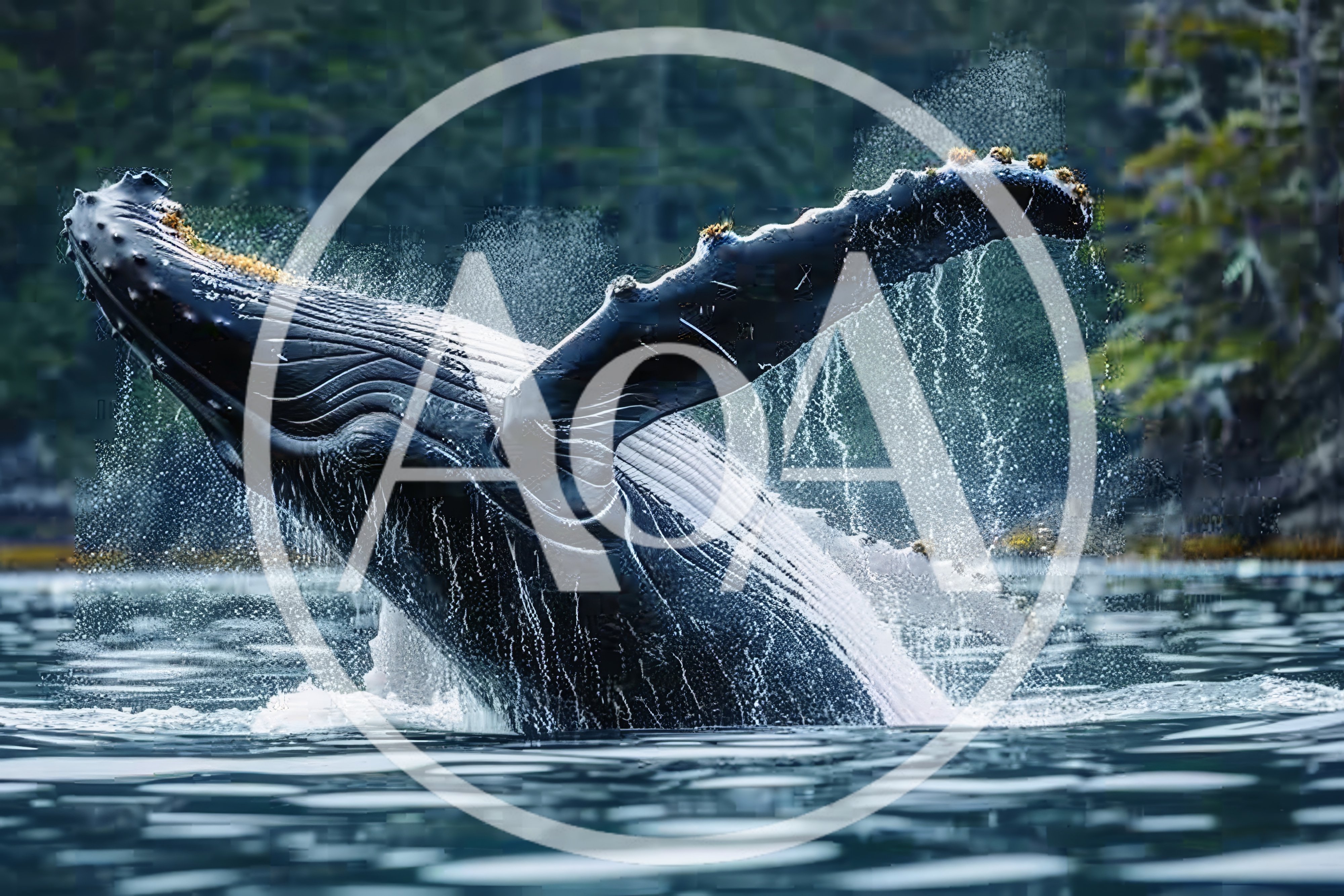 Humpback Whale Breaching Out Of The Water