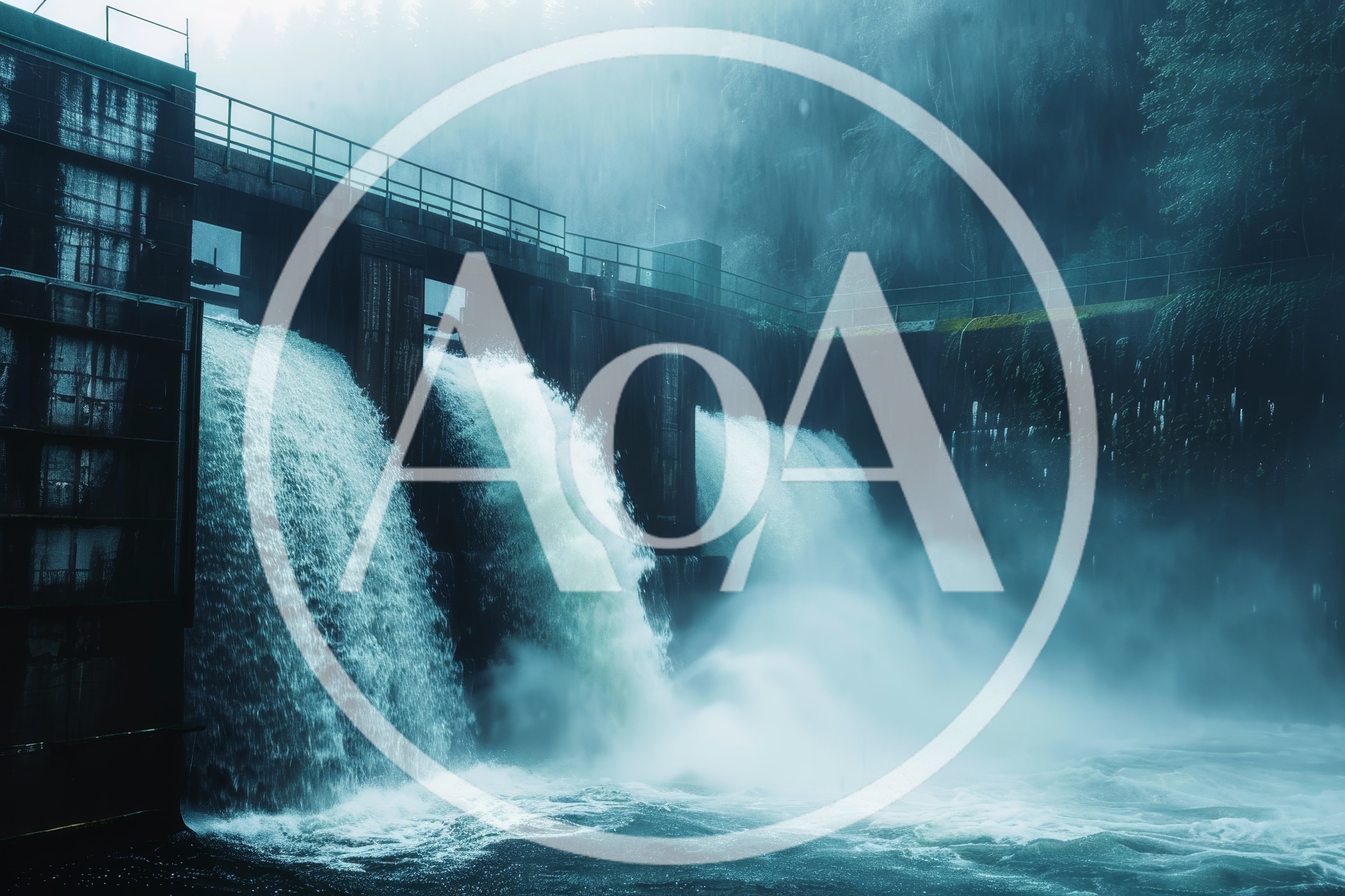 Water Cascading Over A Concrete Dam Spillway