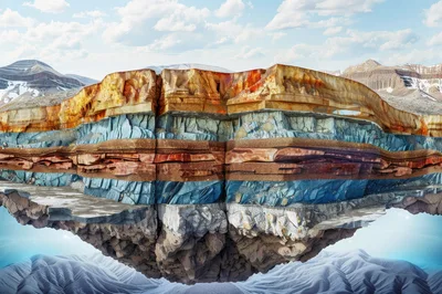 Floating Geological Cross Section Of Earth Strata