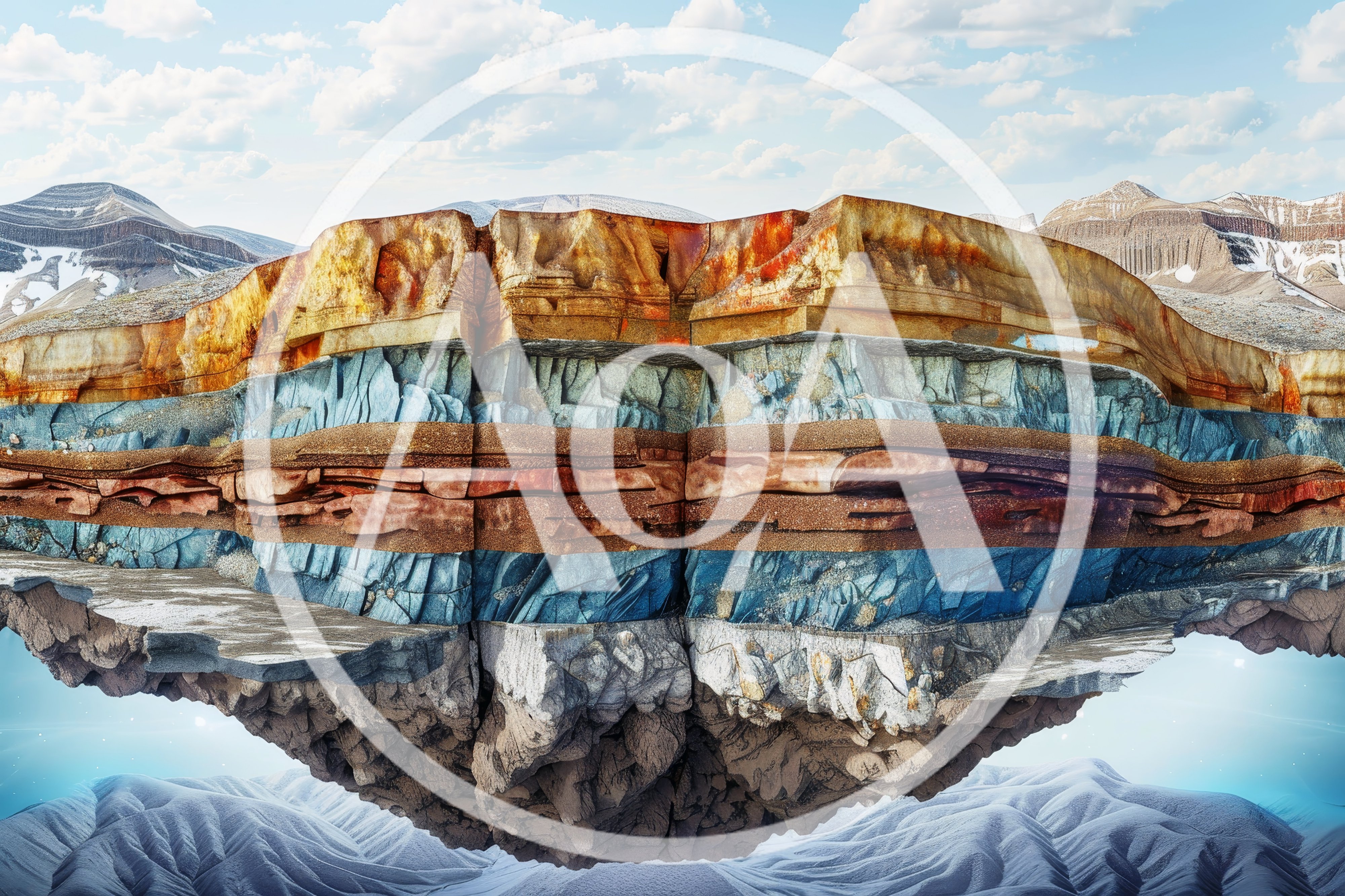 Floating Geological Cross Section Of Earth Strata