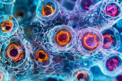 Microscopic View of Biological Cells and Cellular Structures