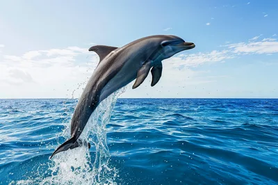 Bottlenose Dolphin Leaping Out Of The Ocean