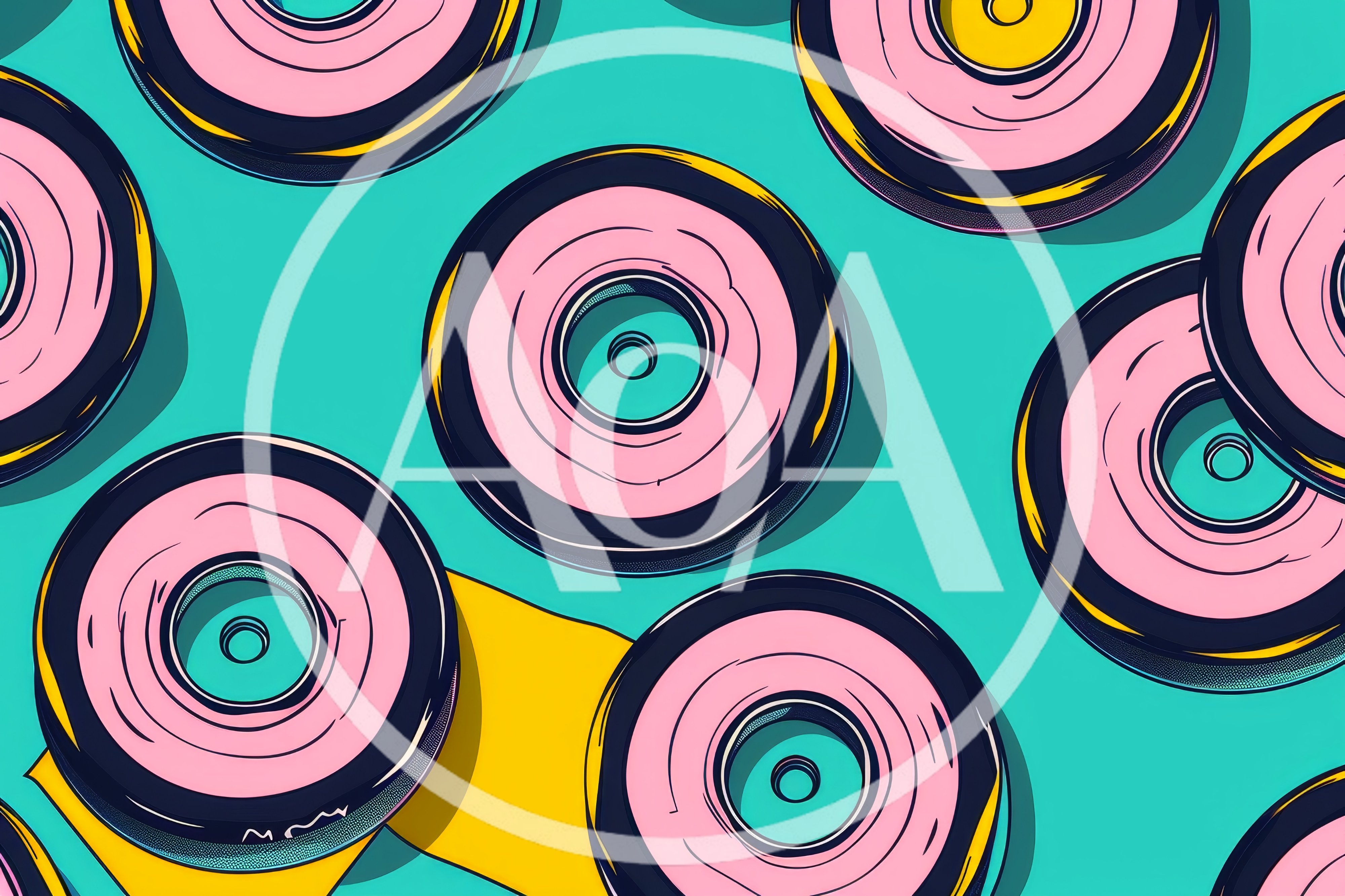 Pop Art Style Vinyl Record Pattern