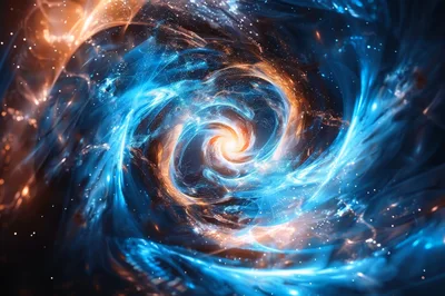 Abstract Cosmic Spiral Nebula With Glowing Light