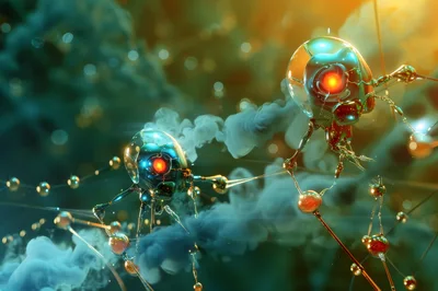 Microscopic Nanobots Interacting Within A Molecular Network