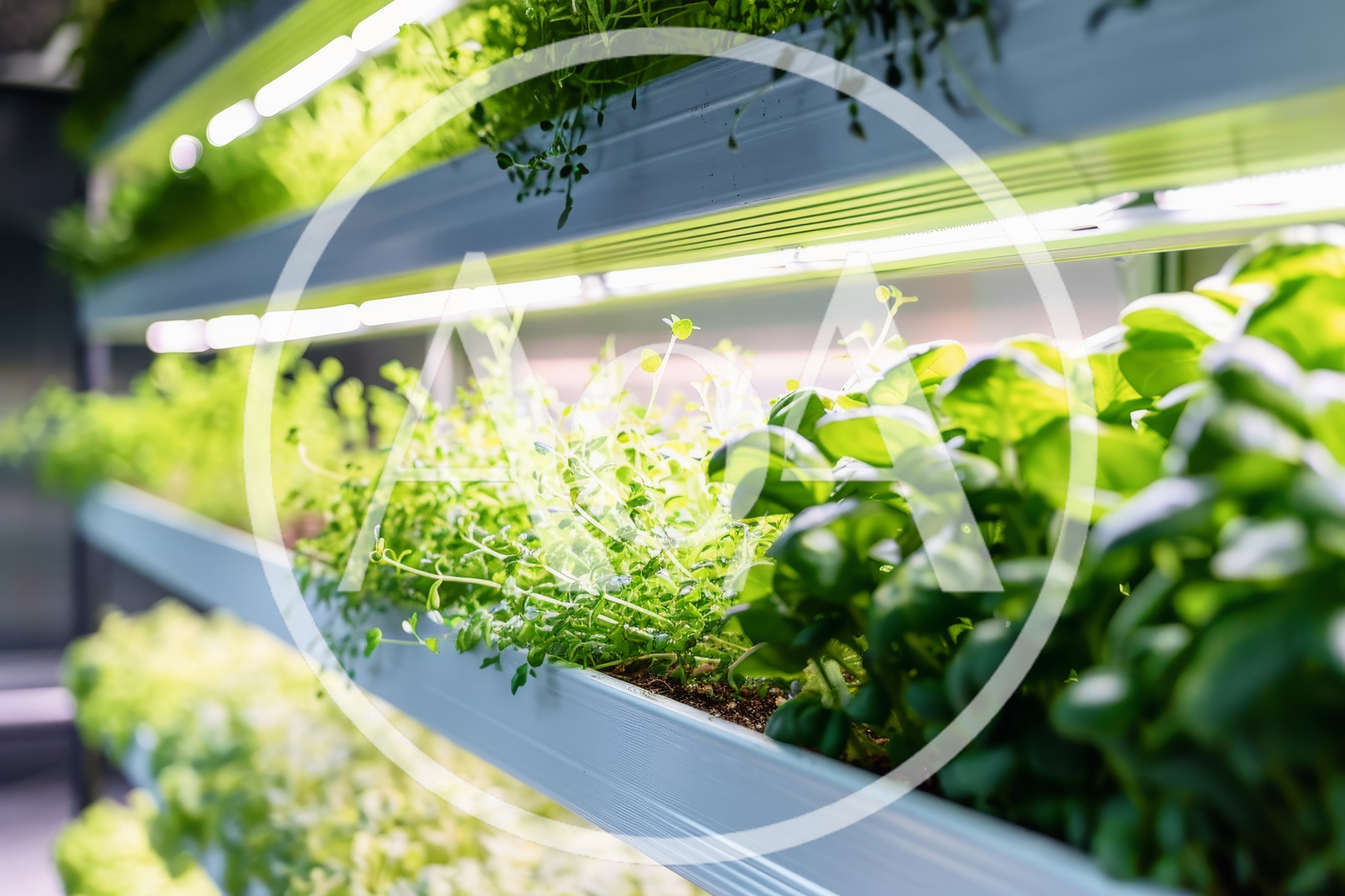 Vertical Farming System With Lush Green Herbs