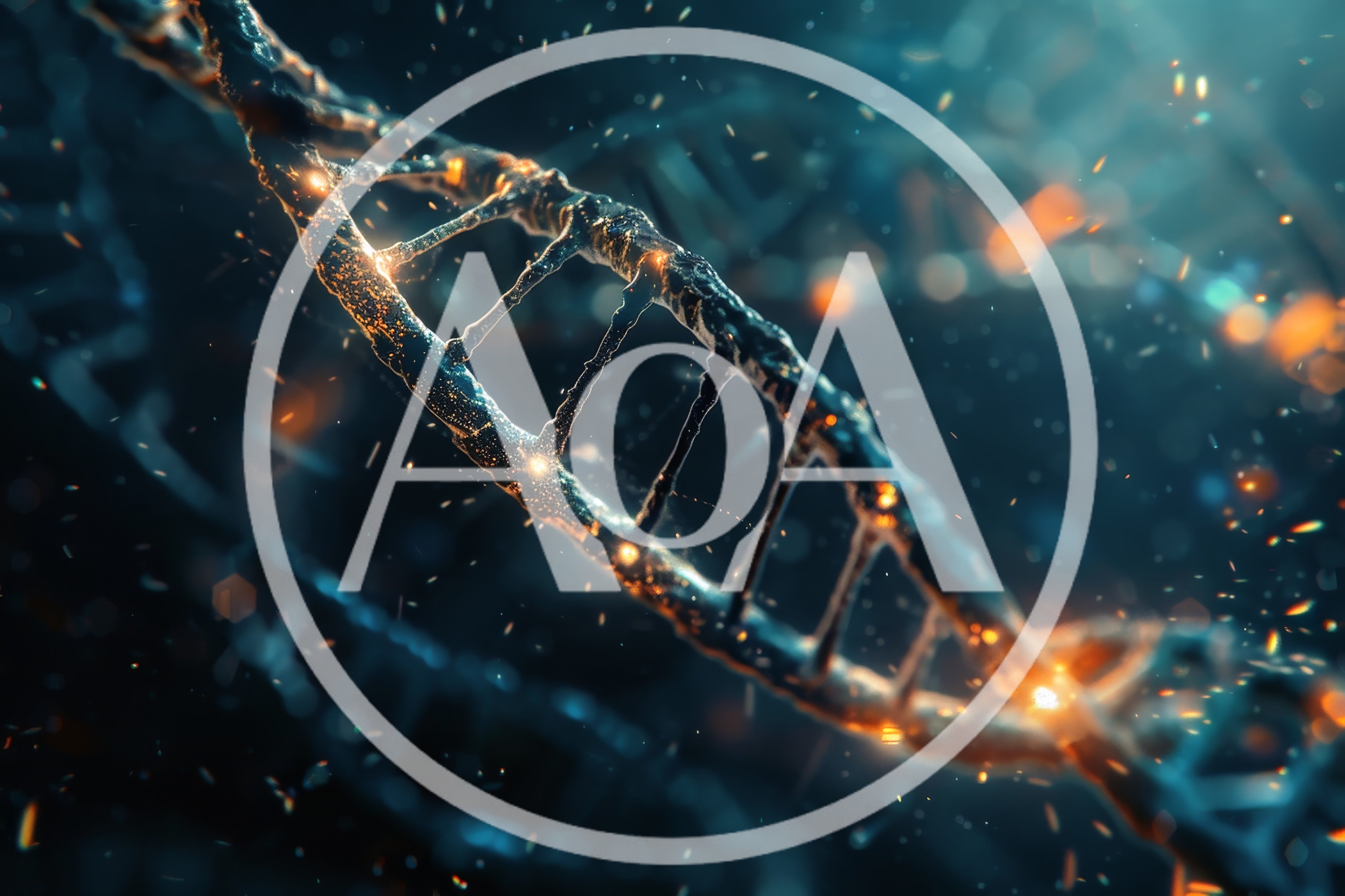 Glowing DNA Double Helix Strand In Dark Space