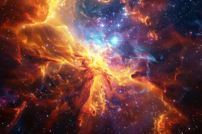 Vibrant Nebula With Glowing Stars In Deep Space