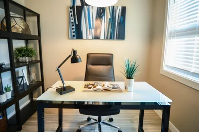 Modern Home Office Desk With Chair And Decor