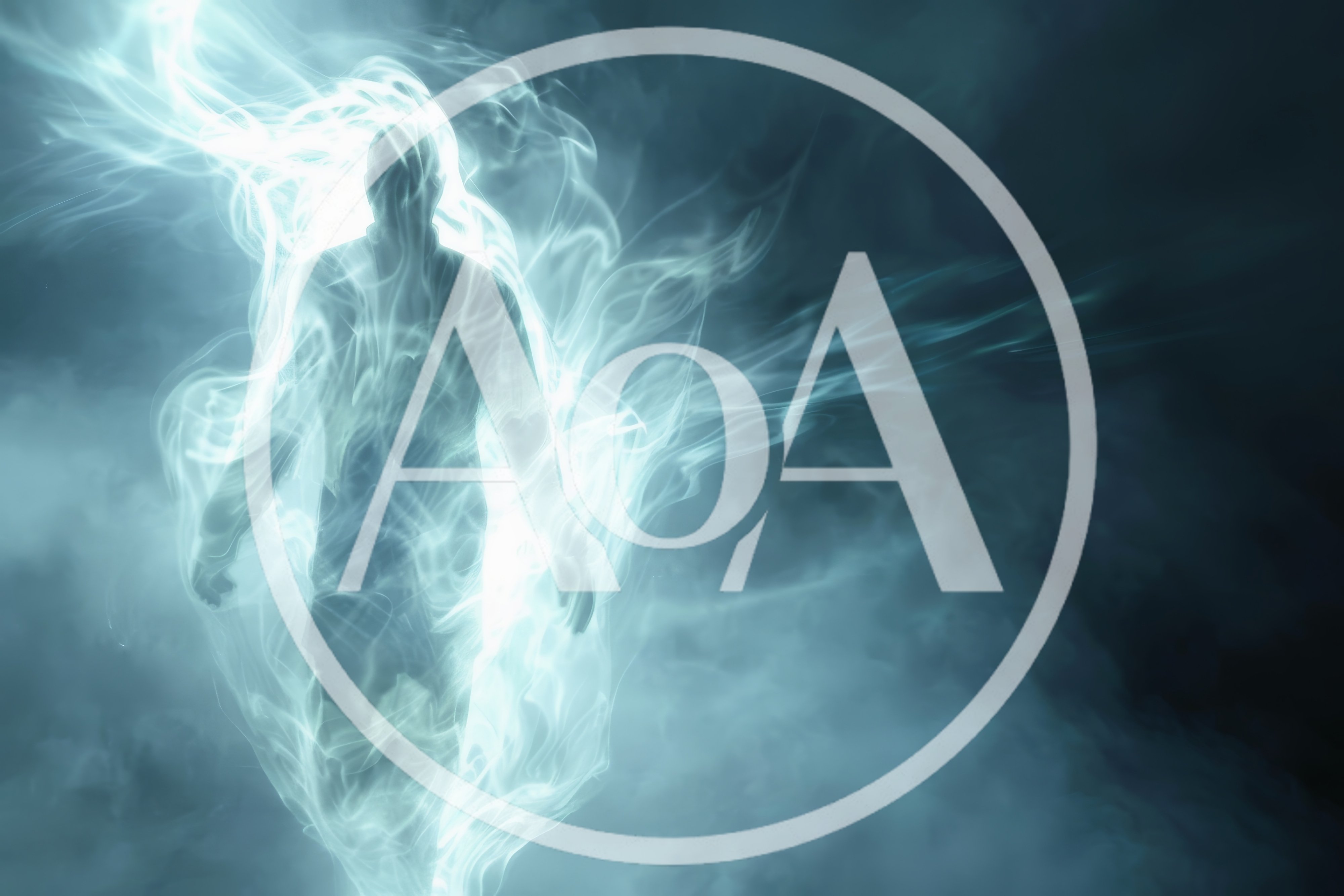Ethereal Human Silhouette Emerging From Glowing Blue Smoke