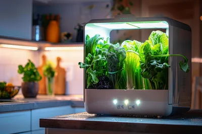 Indoor Hydroponic Garden Growing Fresh Leafy Greens