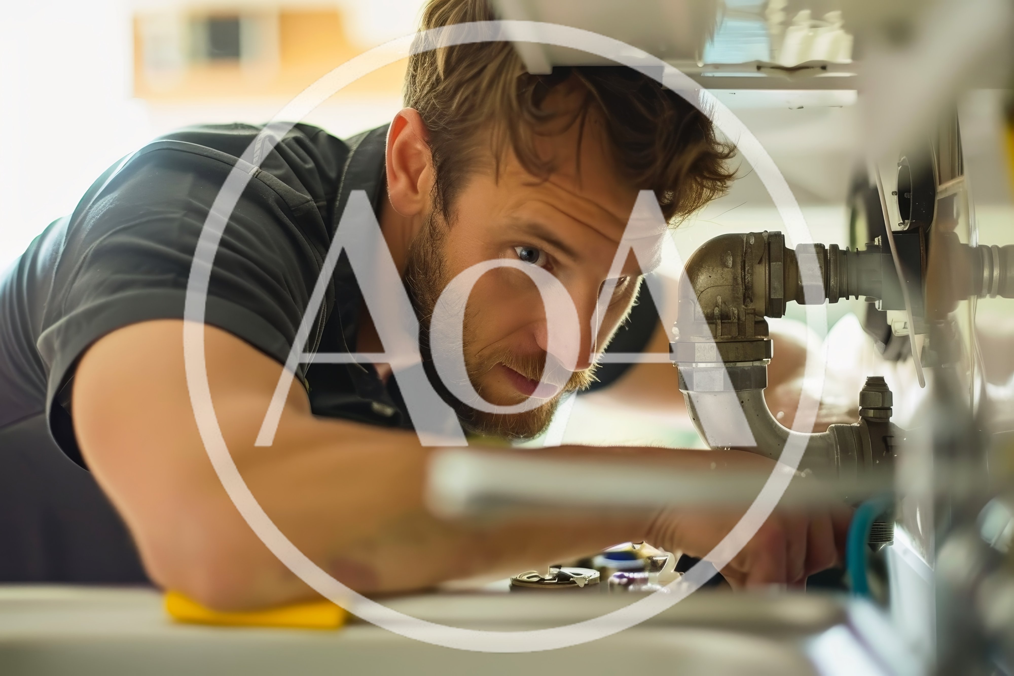Professional Plumber Repairing Kitchen Sink Pipes