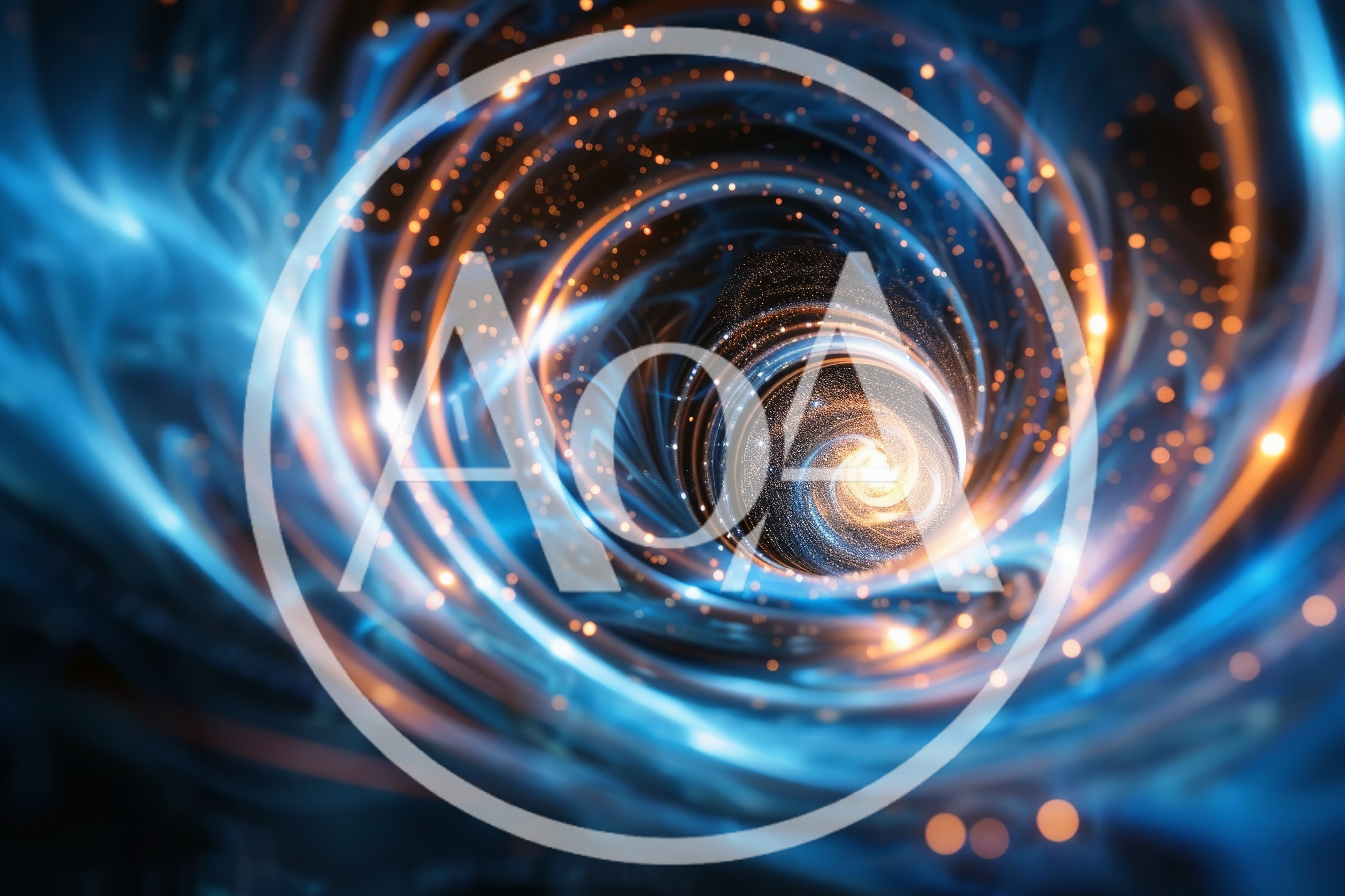 Abstract Cosmic Spiral Tunnel With Glowing Particles