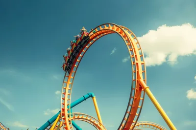 Roller Coaster Train In A Vertical Loop