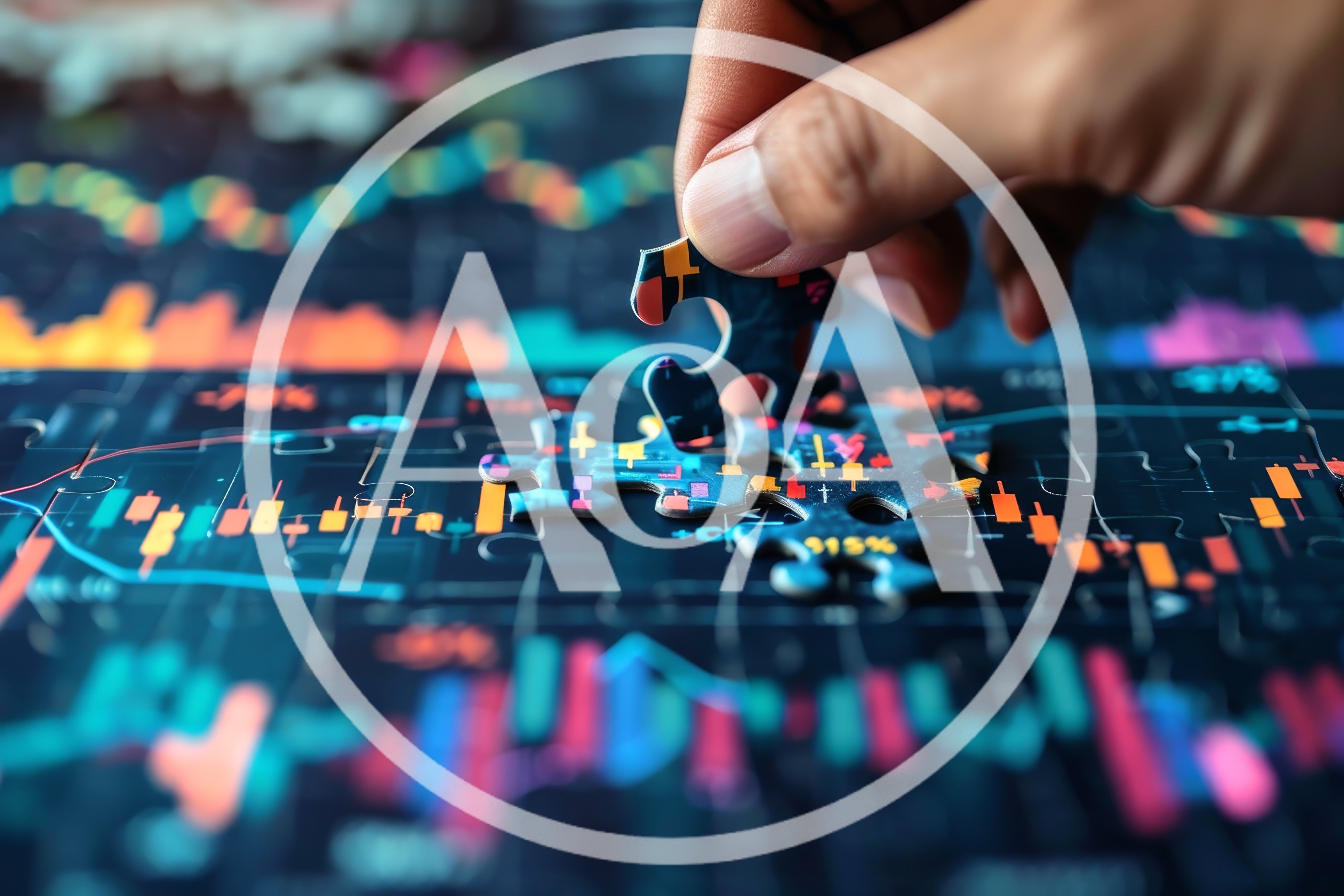 Hand Placing Puzzle Piece On Financial Stock Market Chart