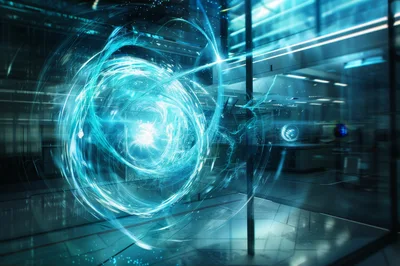 Futuristic Energy Vortex Inside A High Tech Laboratory